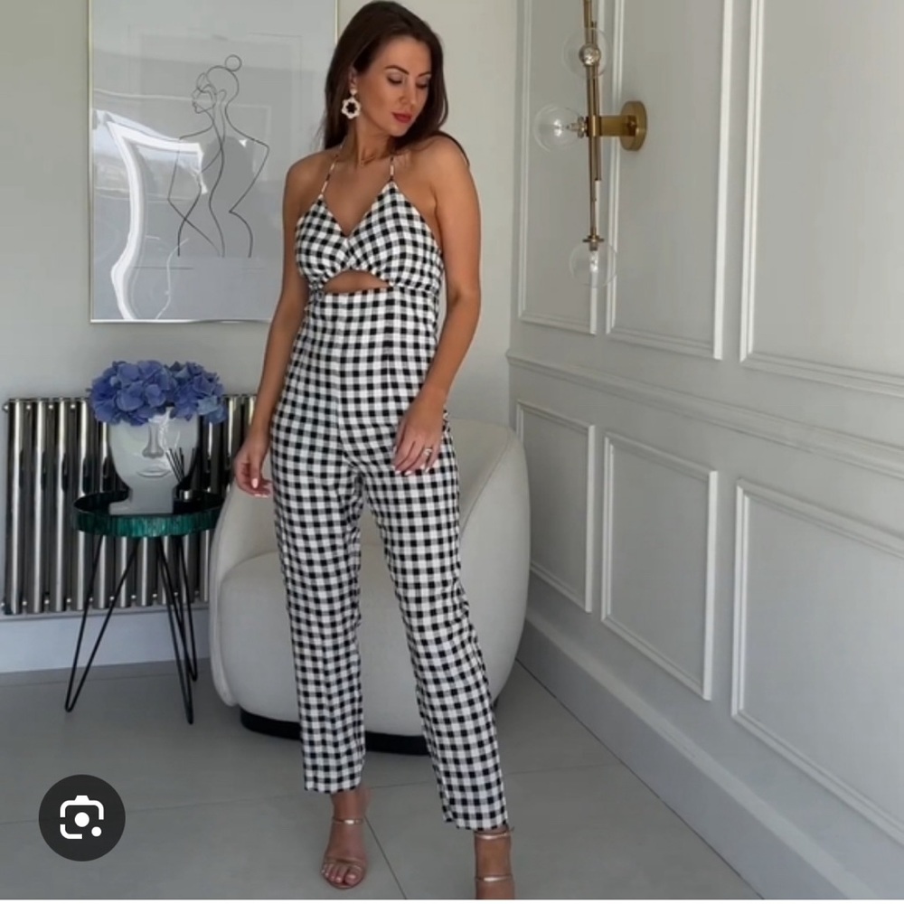 Zara Gingham cut out Jumpsuit. New With Tags.